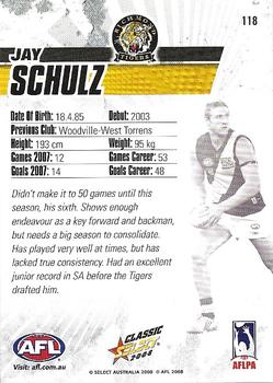 2008 Select AFL Classic #118 Jay Schulz Back